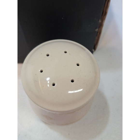 Vintage Ceramic Salt & Pepper Shakers Beige with Gold Pattern Retro Kitchen Deco - Picture 7 of 8